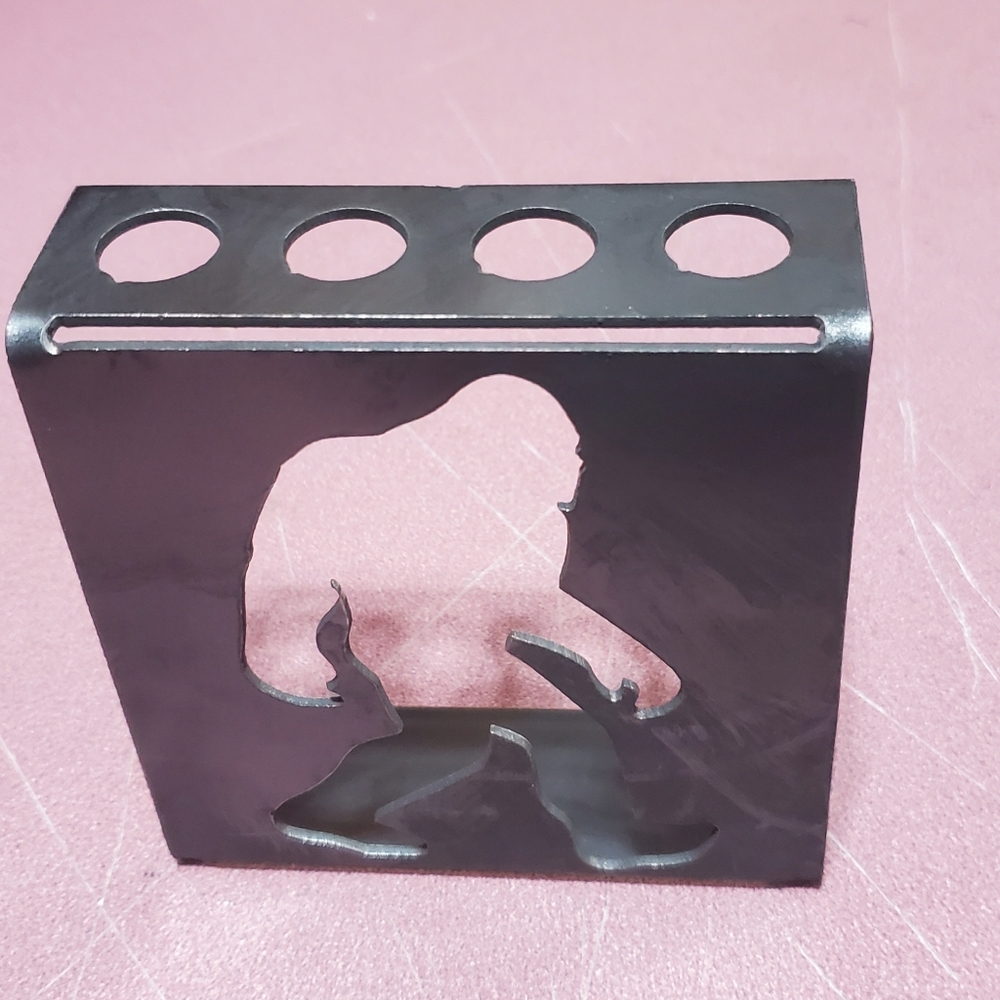 Metal Bigfoot sasquatch desk pen holder